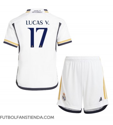 Real Madrid Lucas Vazquez #17 Primera Equipación Niños 2023-24 Manga Corta (+ Pantalones cortos)
